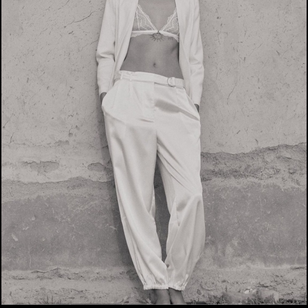 NWT Anthropologie Maeve Satin Belted Parachute Jogger Pants Size 8 - Picture 15 of 16